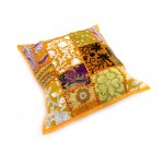 Jaipuri Patch Work Design Cotton Cushion Covers in Yellow Color Size 17x17 Inch